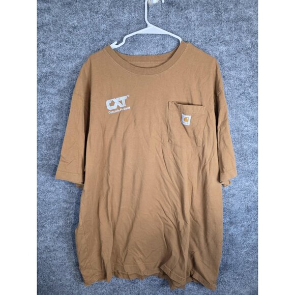 Carhartt Shirt Mens XL Brown Loose Fit K87 BRN Pocket Workwear CXT Concrete Logo - Picture 1 of 7